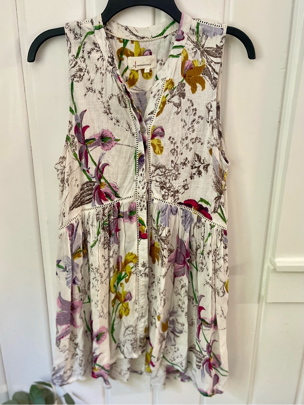 Anthropologie Floral Sleeveless Tunic small